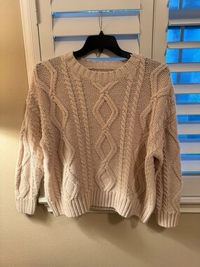 Princess Polly Fisherman Cream Cable Knit Crewneck Sweater